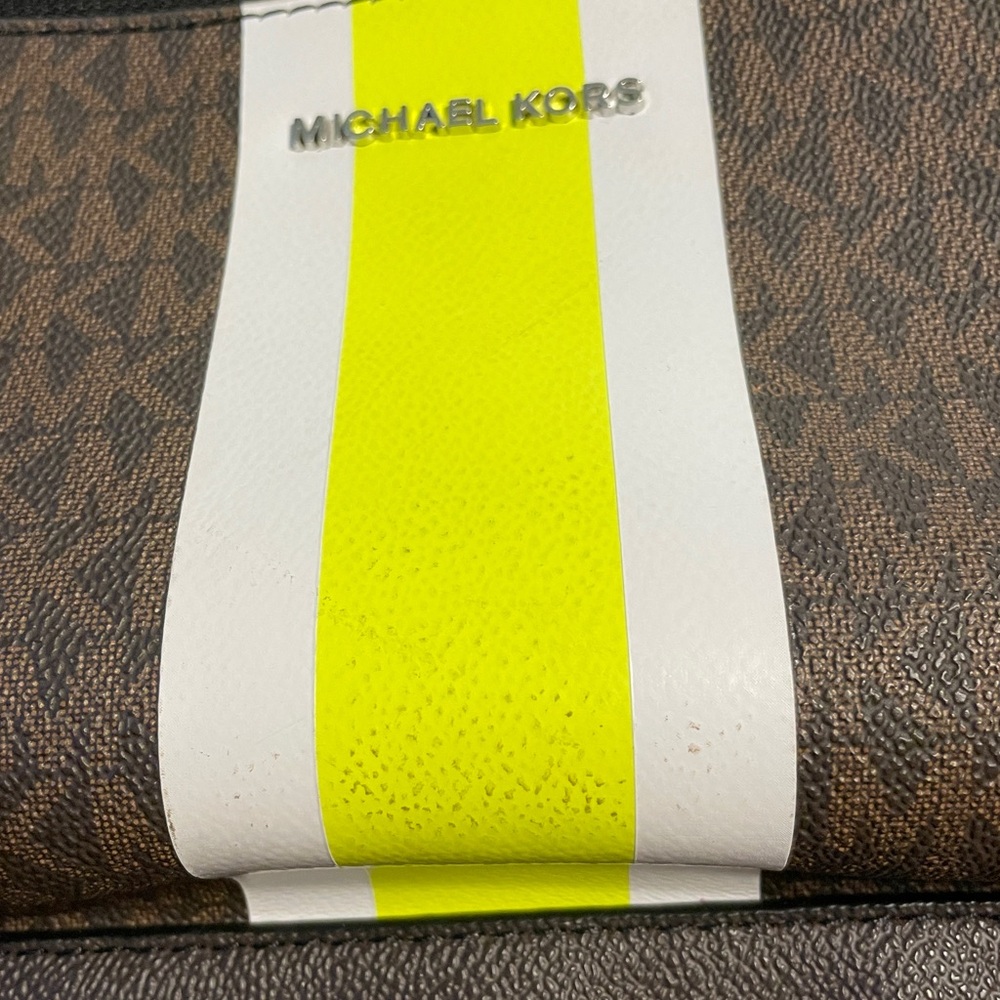 Michael Kors Cooper Large Backpack Center Stripe MK Brown Neon - Picture 8 of 9